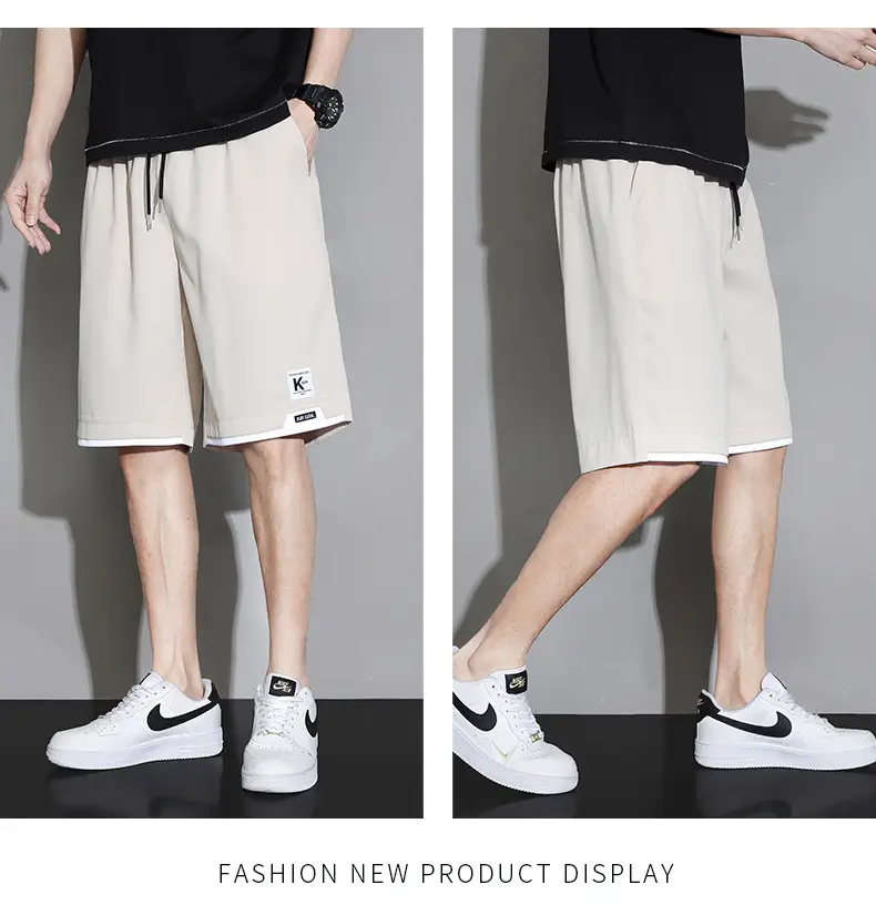 Men Ice Silk Shorts Grey 2024 Summer Casual — feature 17