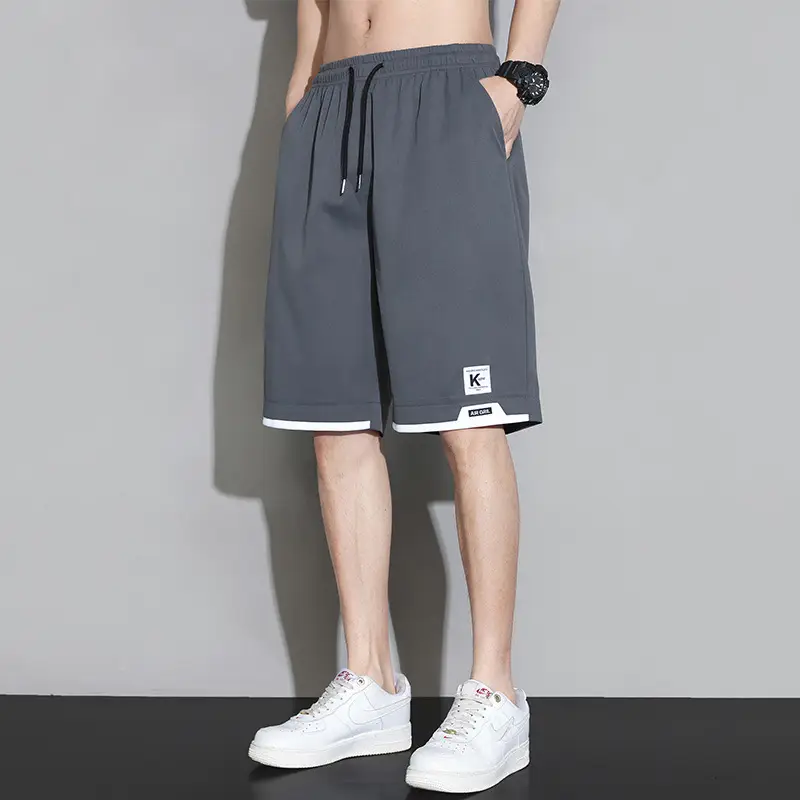 Men Ice Silk Shorts Grey 2024 Summer Casual - Image 3