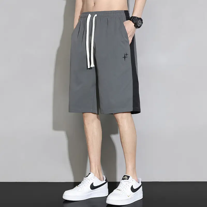 Men Ice Silk Shorts Grey 2024 Summer Casual - Image 6