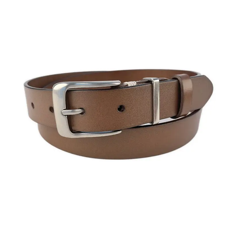 Red Vintage Genuine Leather Women's Belt with Silver Buckle