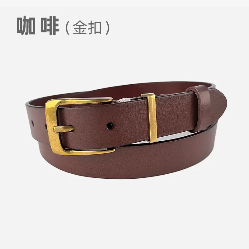 Red Vintage Genuine Leather Women's Belt with Silver Buckle