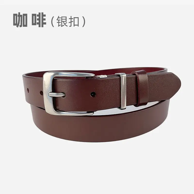 Red Vintage Genuine Leather Women's Belt with Silver Buckle