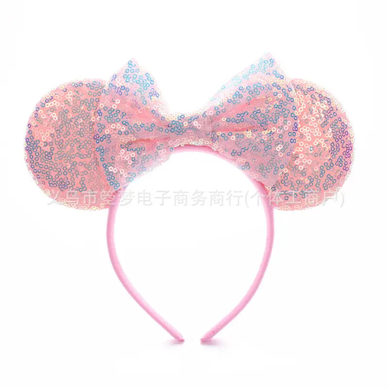 Mickey Bow Headband Blue Snowflake Sparkle Kids