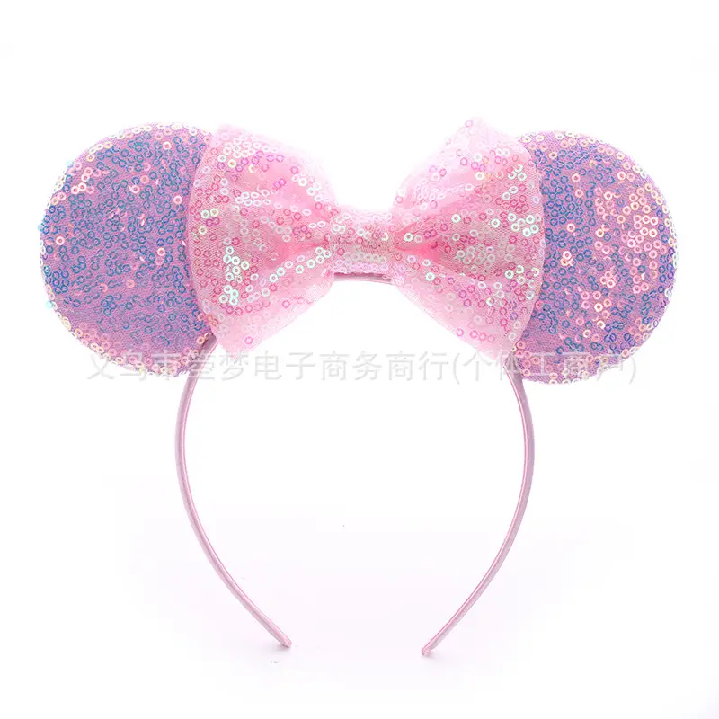 Mickey Bow Headband Blue Snowflake Sparkle Kids