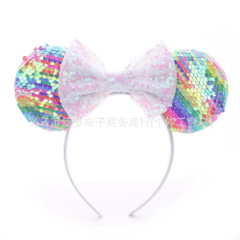 Mickey Bow Headband Blue Snowflake Sparkle Kids