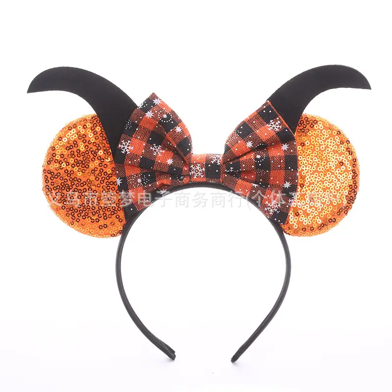Mickey Bow Headband Blue Snowflake Sparkle Kids