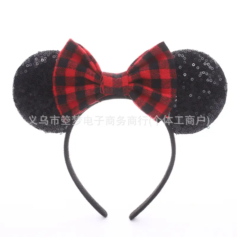 Mickey Bow Headband Blue Snowflake Sparkle Kids