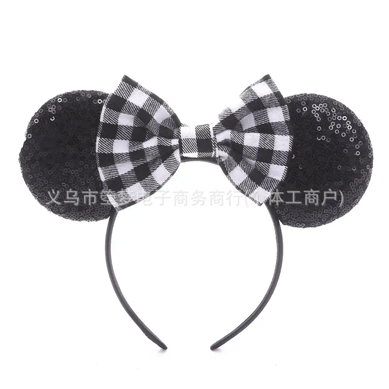 Mickey Bow Headband Blue Snowflake Sparkle Kids