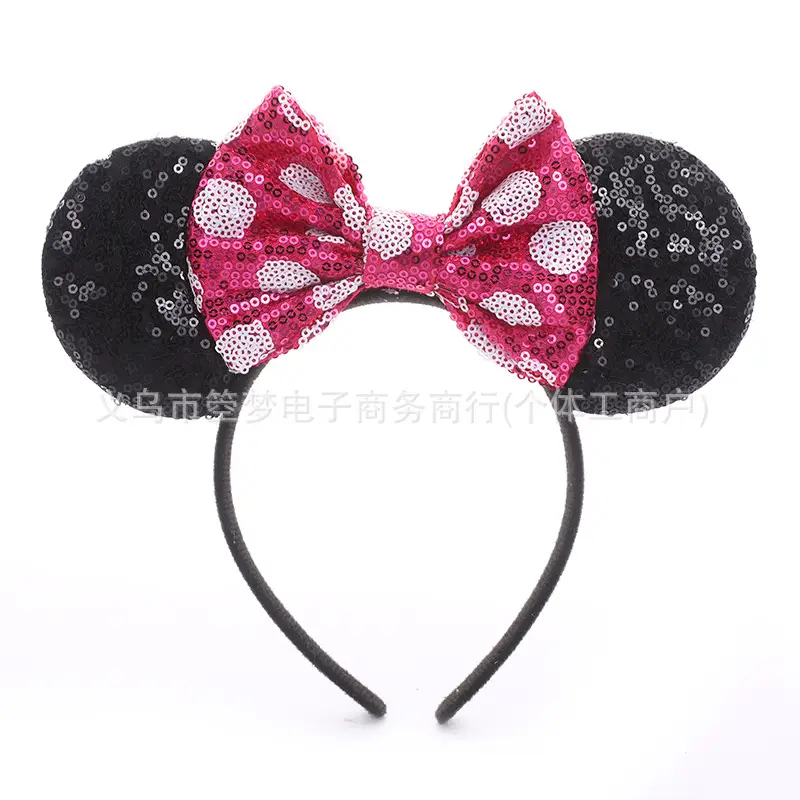 Mickey Bow Headband Blue Snowflake Sparkle Kids