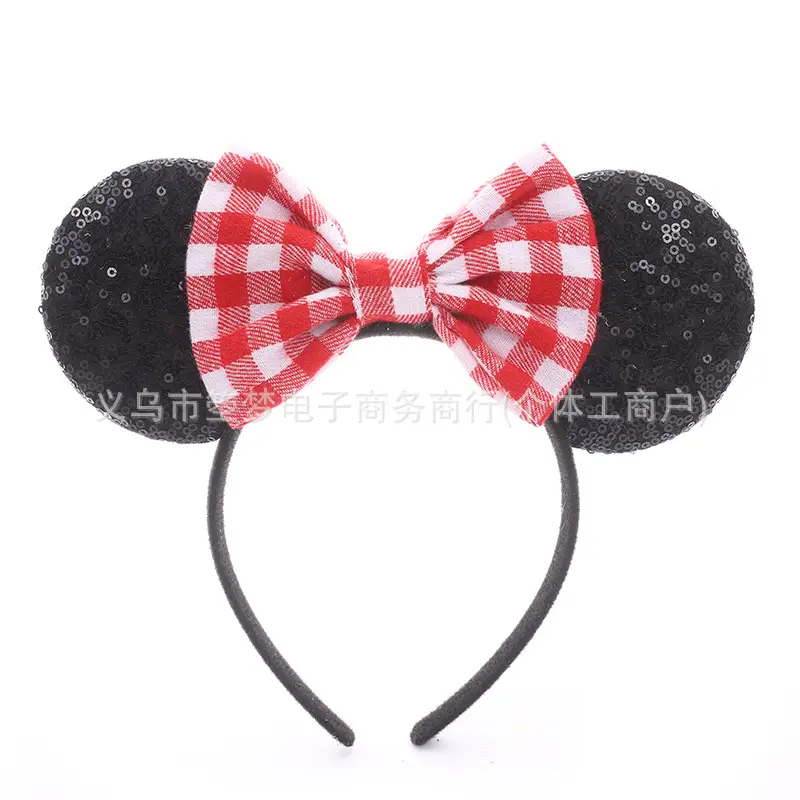 Mickey Bow Headband Blue Snowflake Sparkle Kids