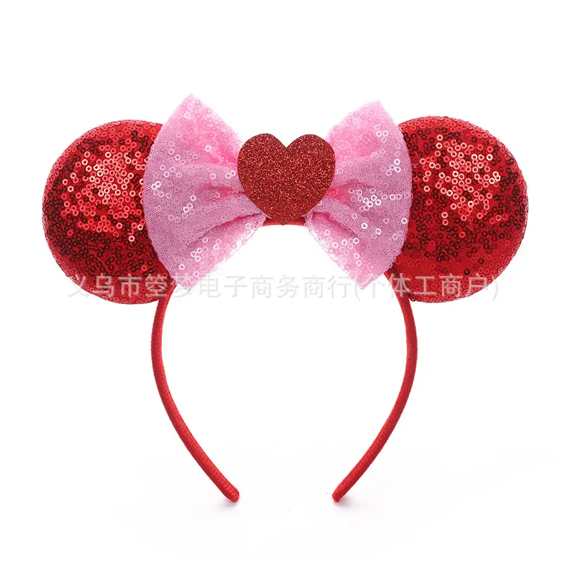 Mickey Bow Headband Blue Snowflake Sparkle Kids