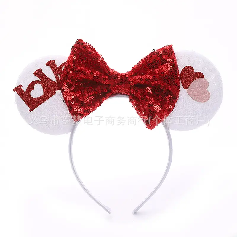 Mickey Bow Headband Blue Snowflake Sparkle Kids
