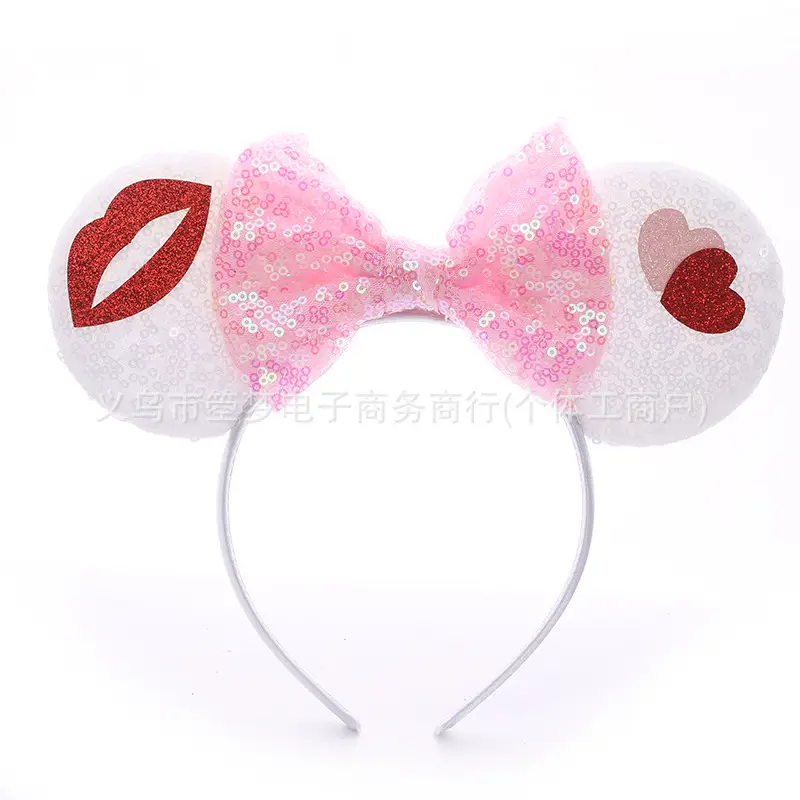Mickey Bow Headband Blue Snowflake Sparkle Kids