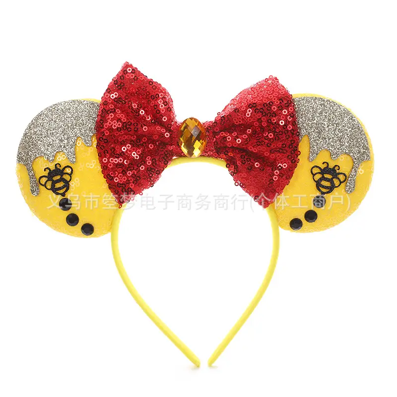 Mickey Bow Headband Blue Snowflake Sparkle Kids