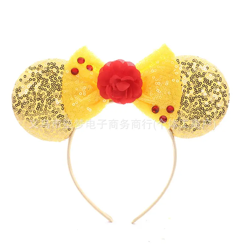 Mickey Bow Headband Blue Snowflake Sparkle Kids
