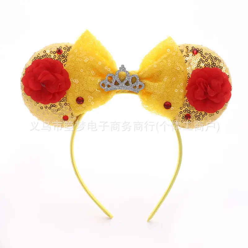 Mickey Bow Headband Blue Snowflake Sparkle Kids