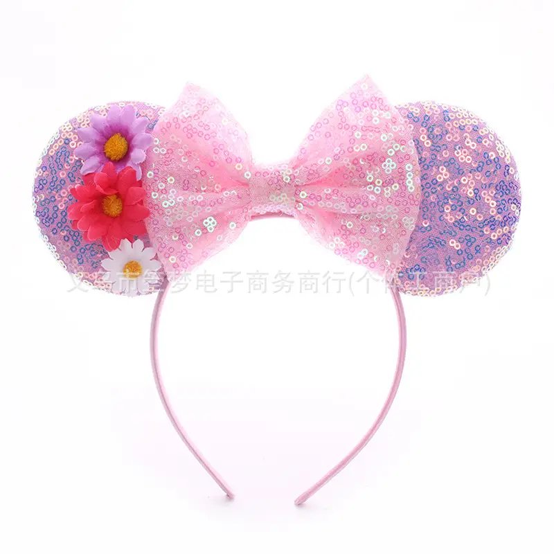 Mickey Bow Headband Blue Snowflake Sparkle Kids
