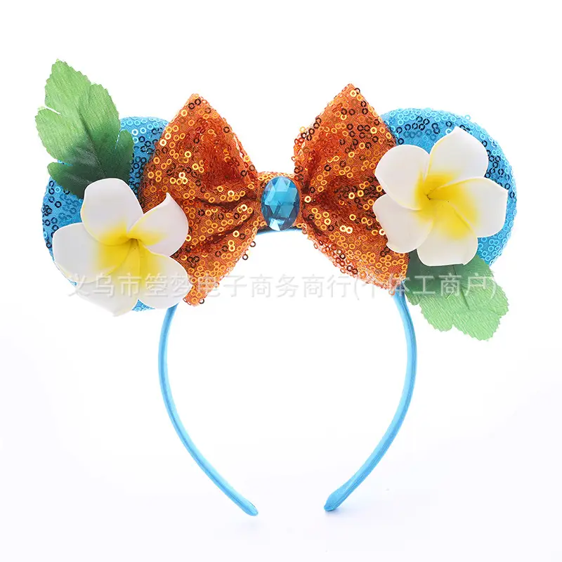 Mickey Bow Headband Blue Snowflake Sparkle Kids