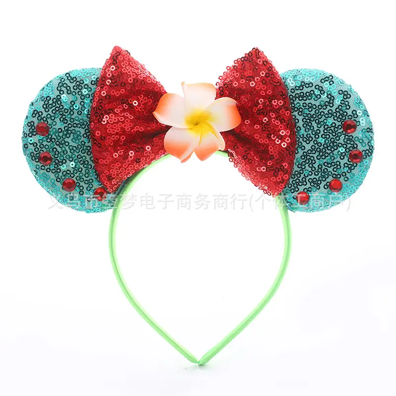 Mickey Bow Headband Blue Snowflake Sparkle Kids