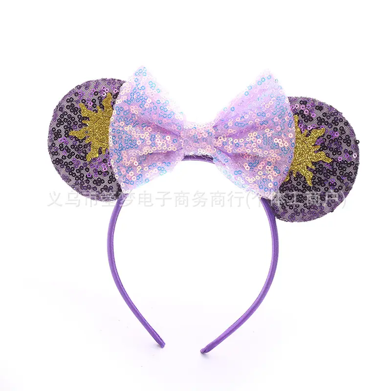 Mickey Bow Headband Blue Snowflake Sparkle Kids