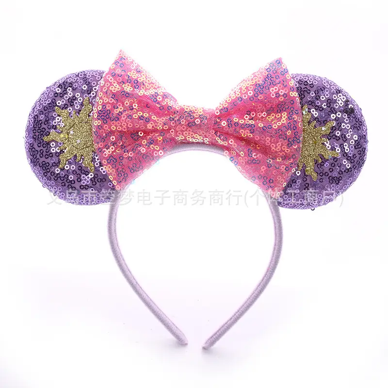 Mickey Bow Headband Blue Snowflake Sparkle Kids