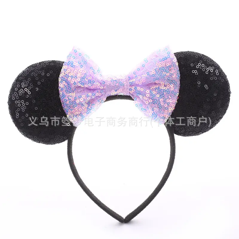 Mickey Bow Headband Blue Snowflake Sparkle Kids