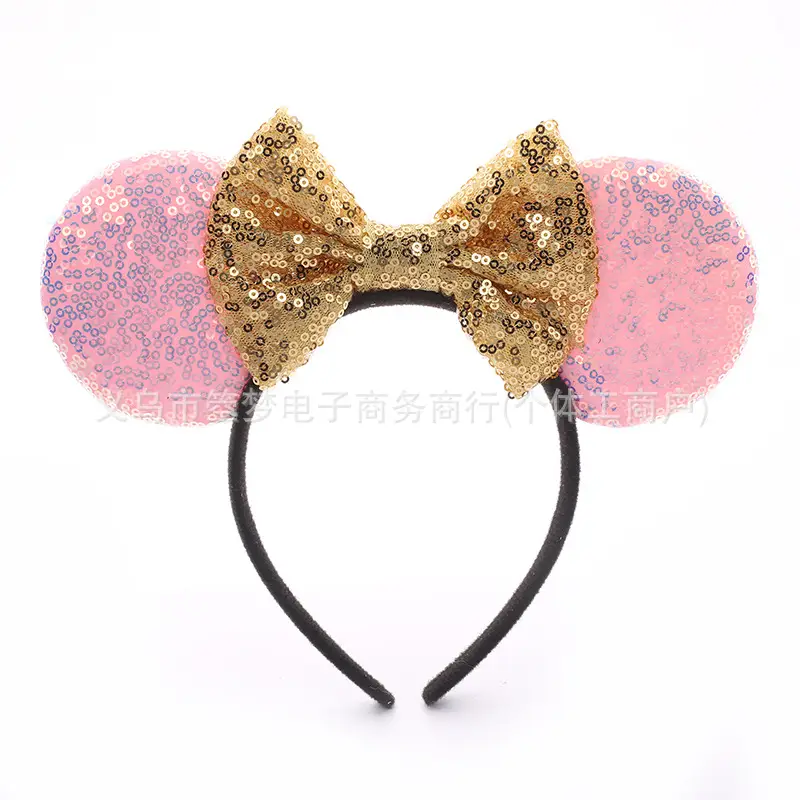 Mickey Bow Headband Blue Snowflake Sparkle Kids