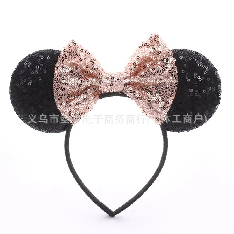 Mickey Bow Headband Blue Snowflake Sparkle Kids