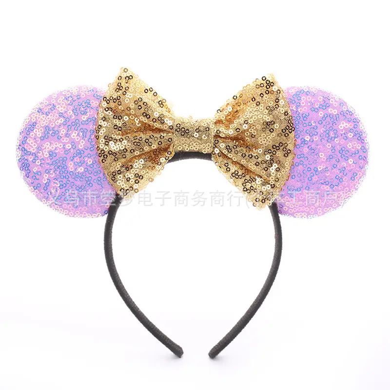 Mickey Bow Headband Blue Snowflake Sparkle Kids