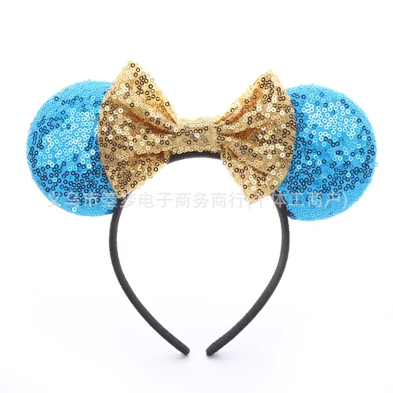 Mickey Bow Headband Blue Snowflake Sparkle Kids