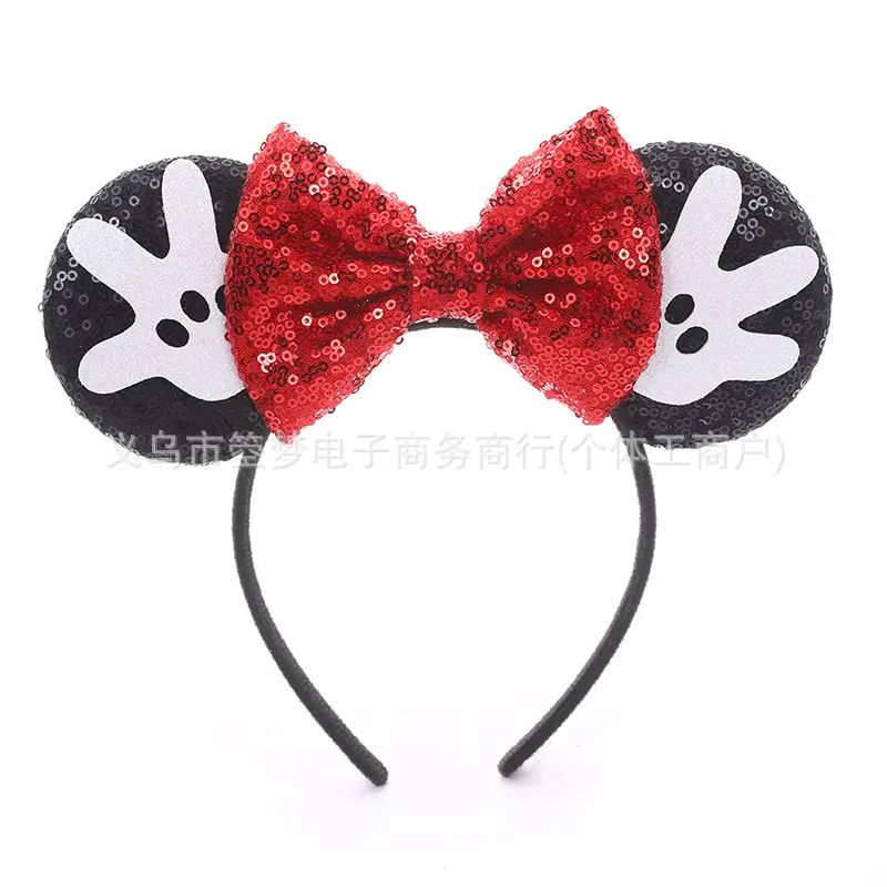 Mickey Bow Headband Blue Snowflake Sparkle Kids