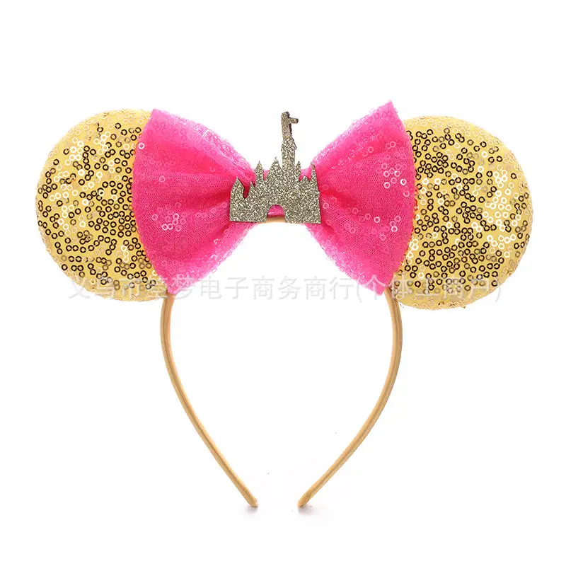 Mickey Bow Headband Blue Snowflake Sparkle Kids