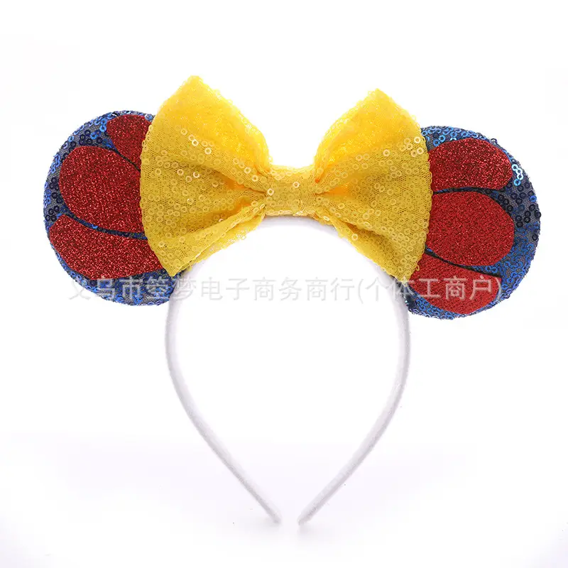 Mickey Bow Headband Blue Snowflake Sparkle Kids