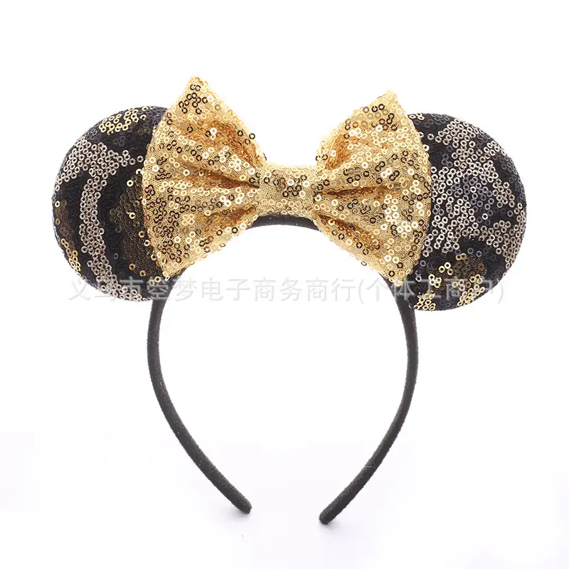 Mickey Bow Headband Blue Snowflake Sparkle Kids