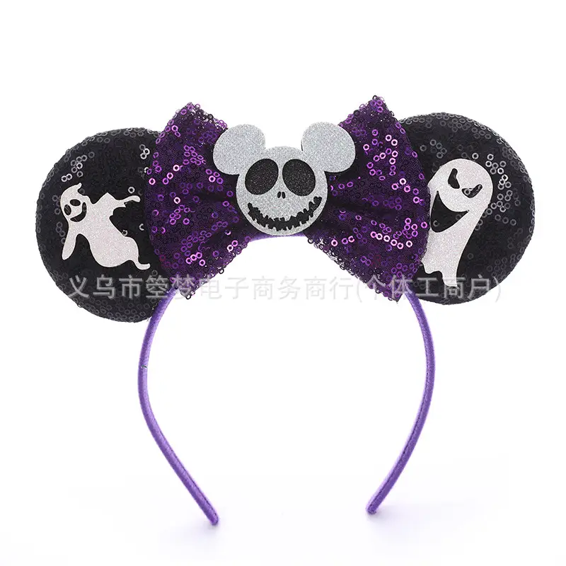 Mickey Bow Headband Blue Snowflake Sparkle Kids