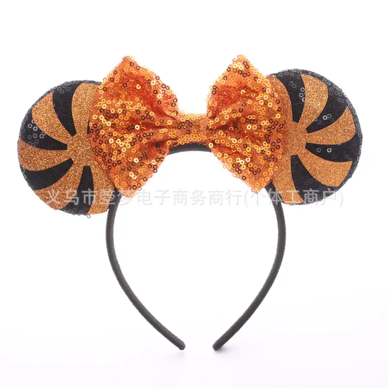 Mickey Bow Headband Blue Snowflake Sparkle Kids