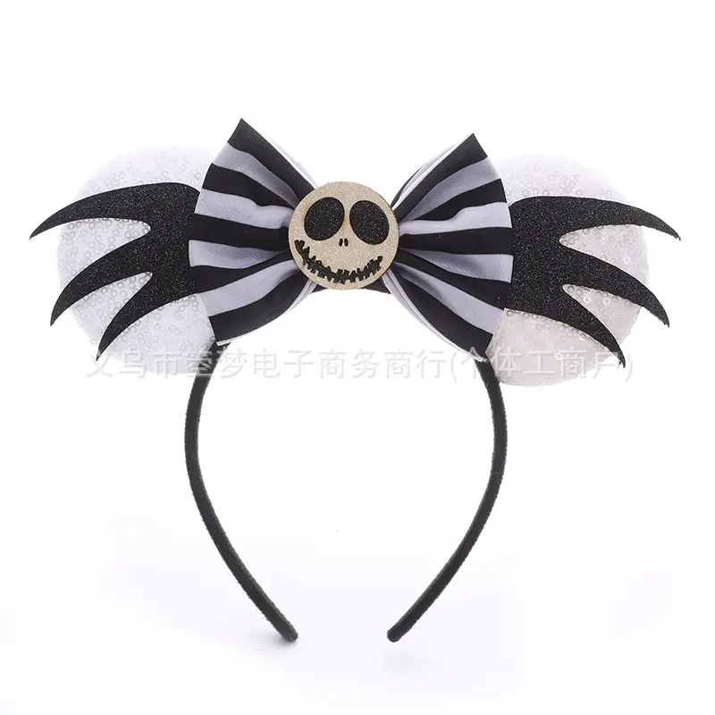 Mickey Bow Headband Blue Snowflake Sparkle Kids