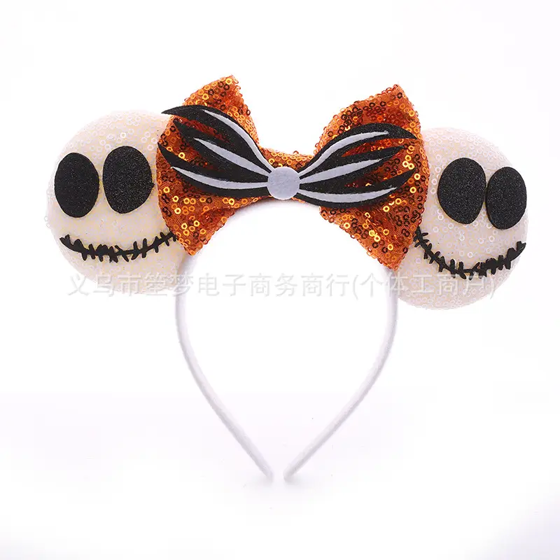 Mickey Bow Headband Blue Snowflake Sparkle Kids