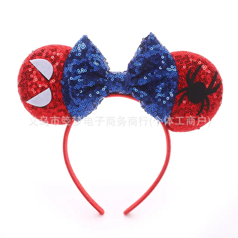 Mickey Bow Headband Blue Snowflake Sparkle Kids