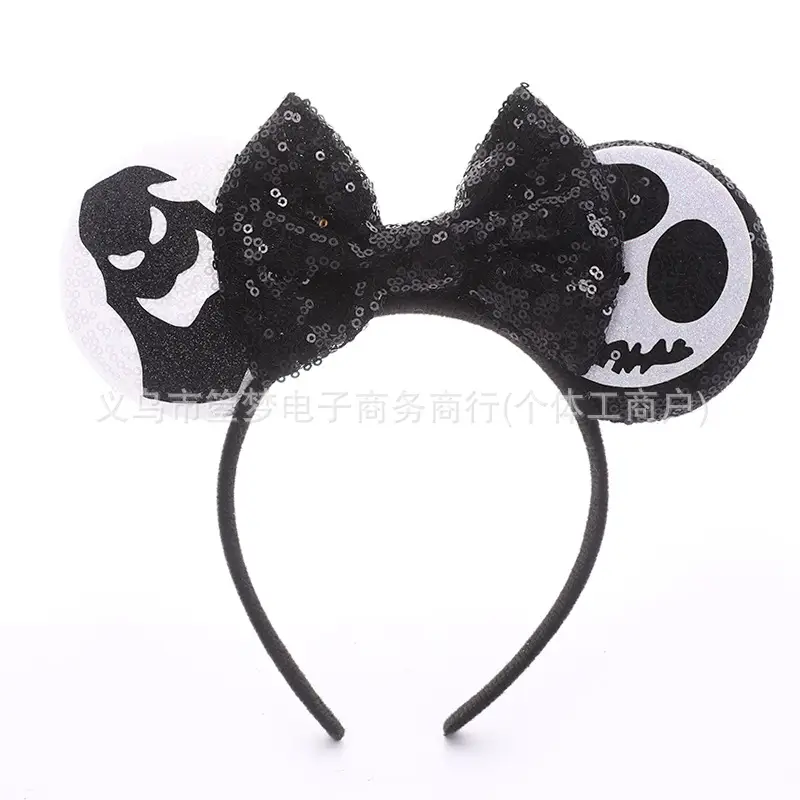 Mickey Bow Headband Blue Snowflake Sparkle Kids