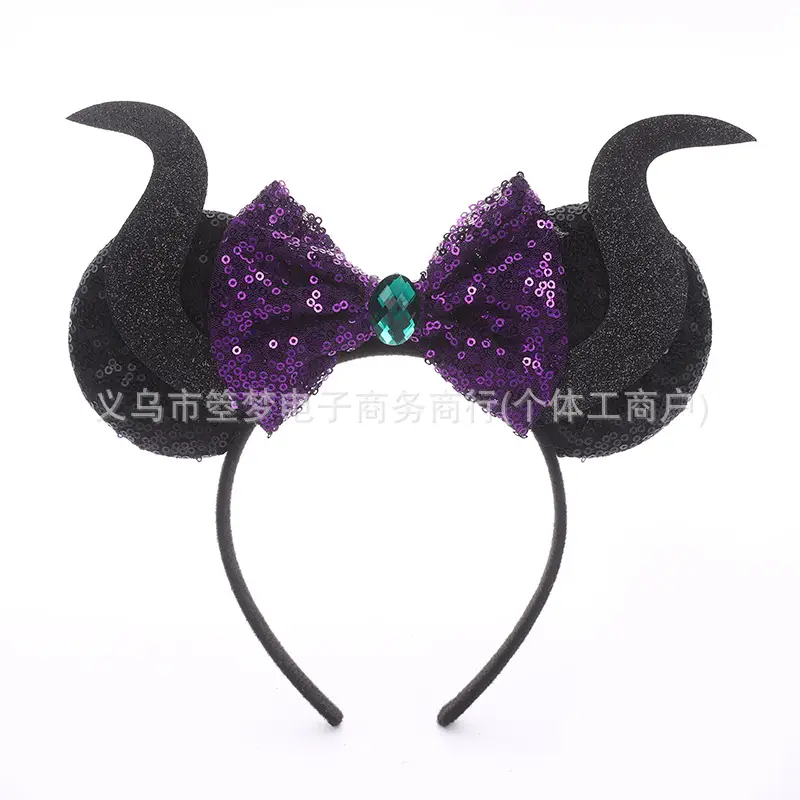 Mickey Bow Headband Blue Snowflake Sparkle Kids
