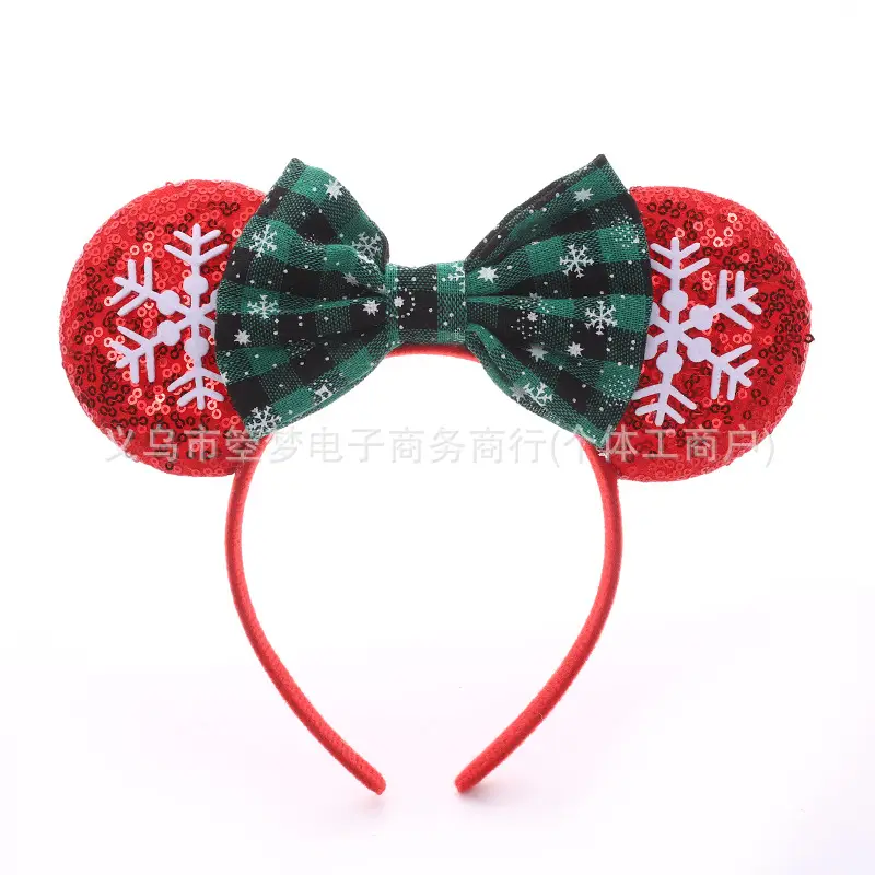 Mickey Bow Headband Blue Snowflake Sparkle Kids