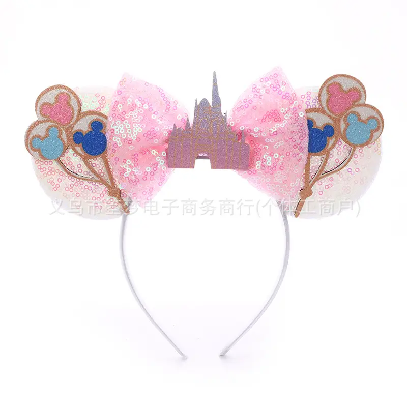 Mickey Bow Headband Blue Snowflake Sparkle Kids