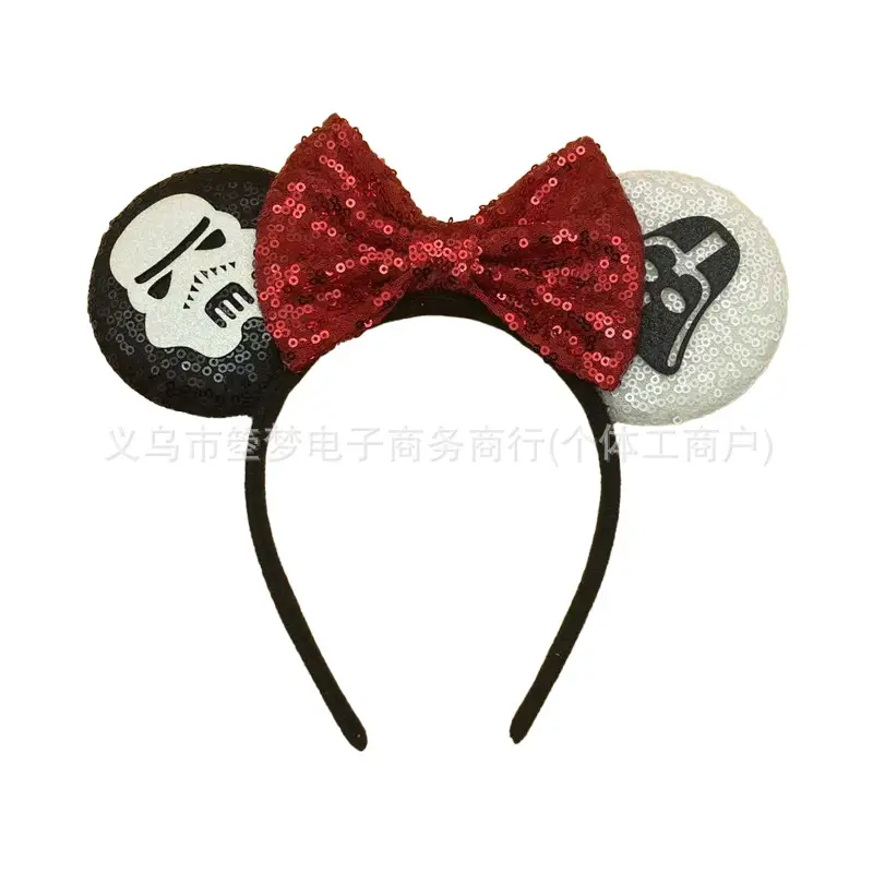 Mickey Bow Headband Blue Snowflake Sparkle Kids