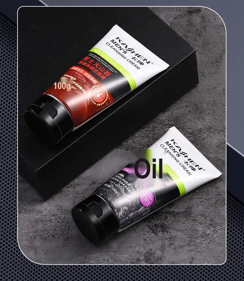 Both cleanser variants lying diagonally on a dark textured surface.