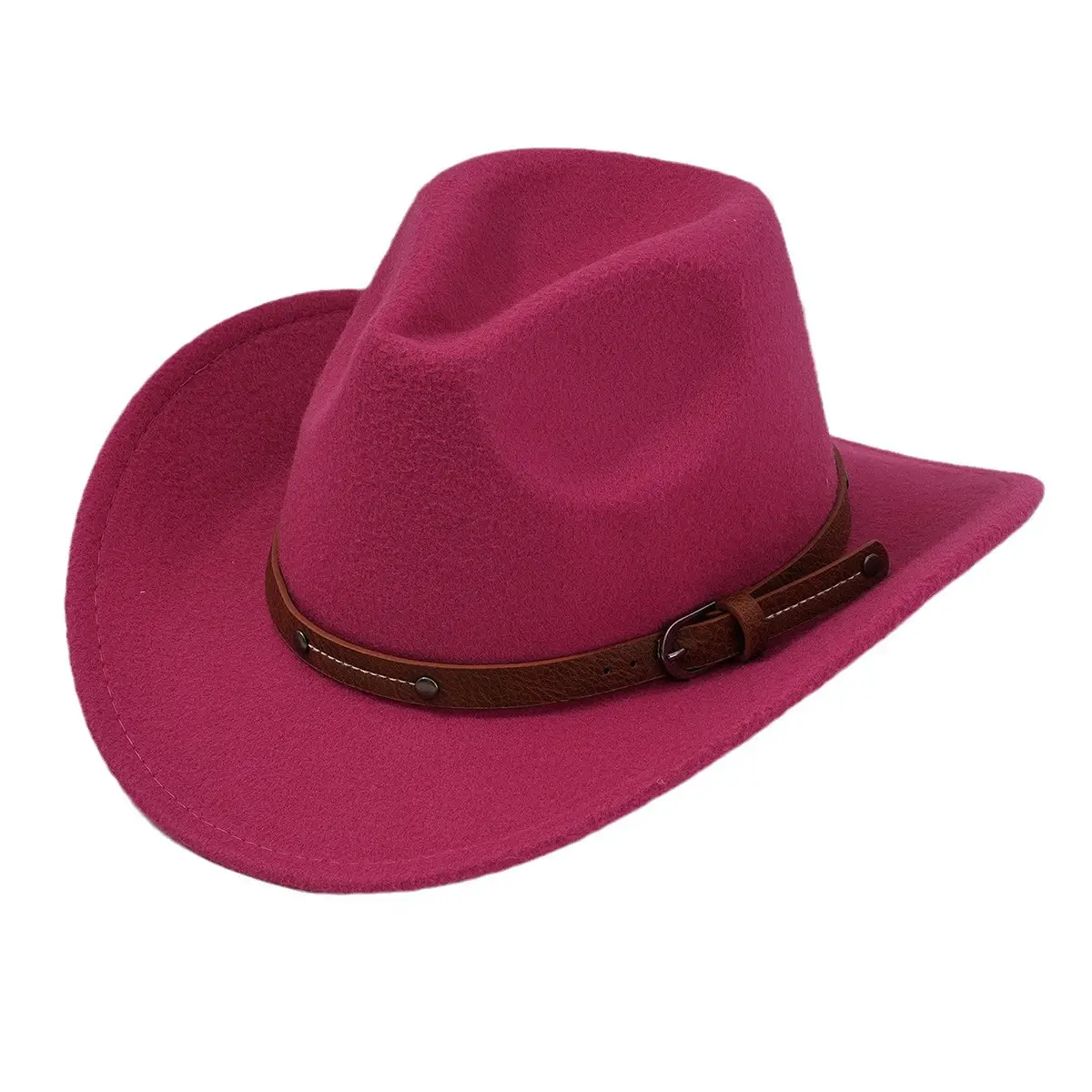 Men's Navy Felt Western Cowboy Hat with Leather Belt