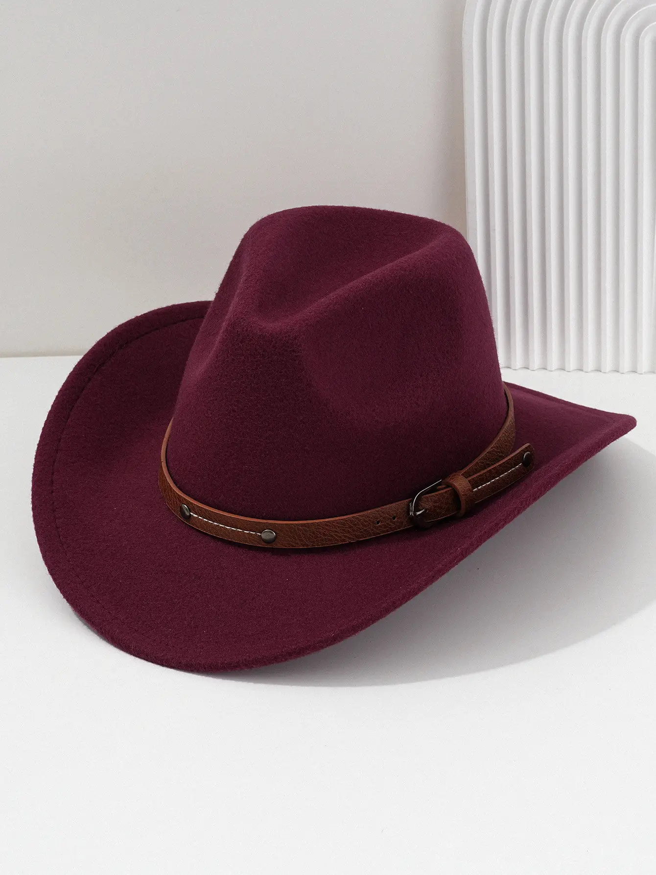 Men's Navy Felt Western Cowboy Hat with Leather Belt — feature 10