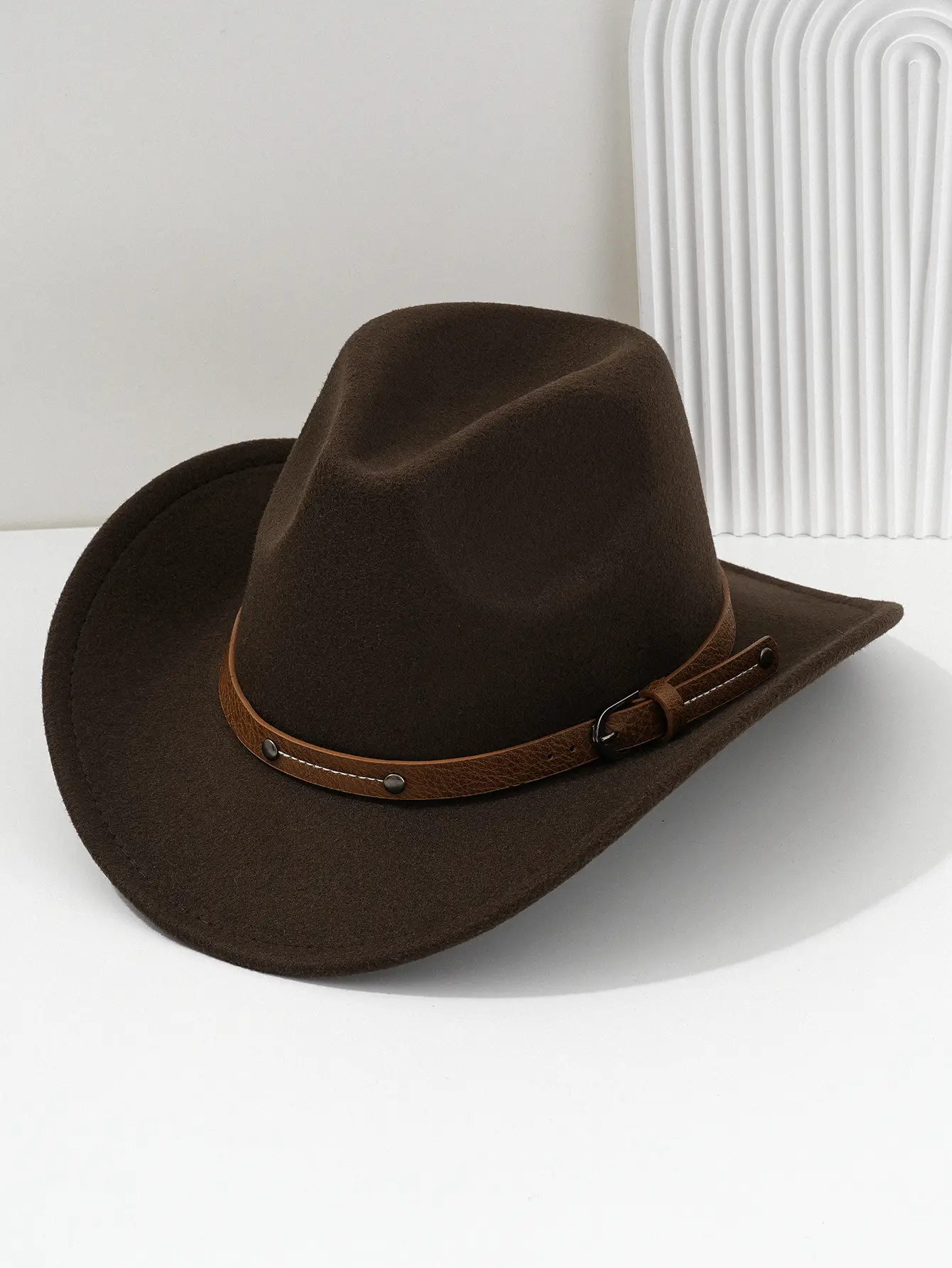 Men's Navy Felt Western Cowboy Hat with Leather Belt — feature 11