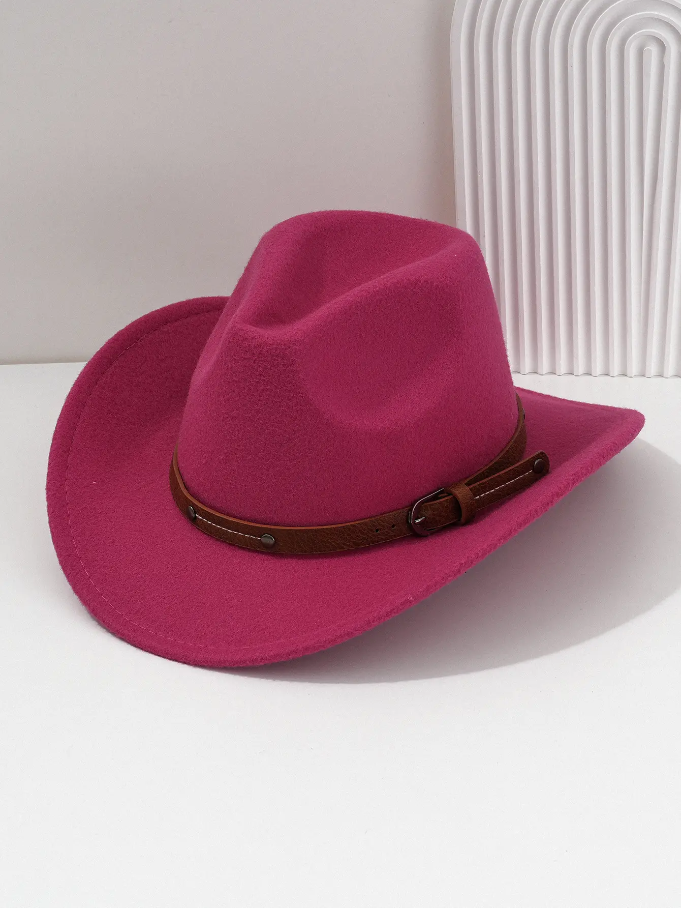Men's Navy Felt Western Cowboy Hat with Leather Belt — feature 12