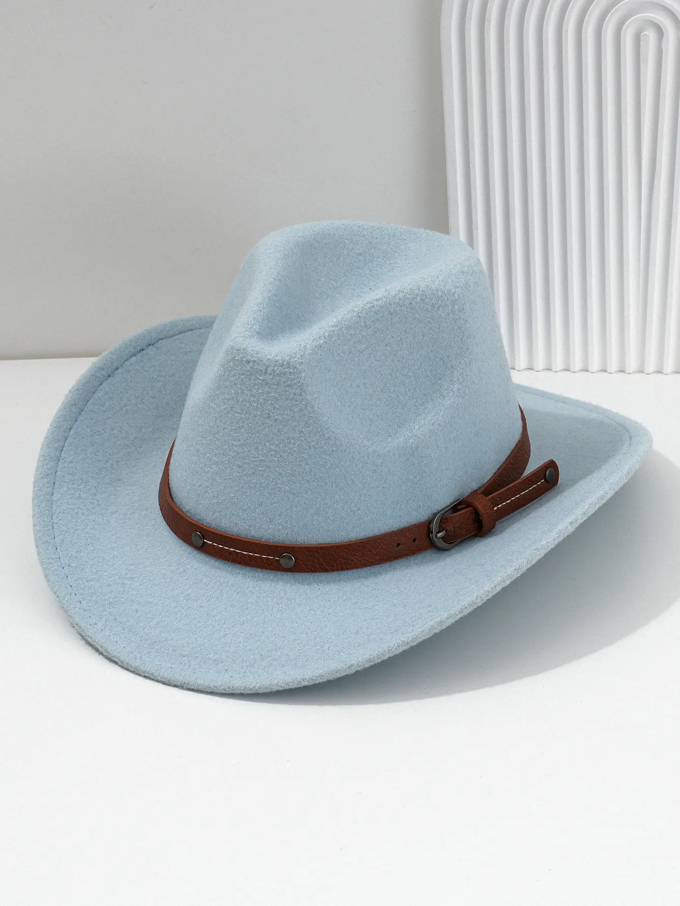 Men's Navy Felt Western Cowboy Hat with Leather Belt — feature 13